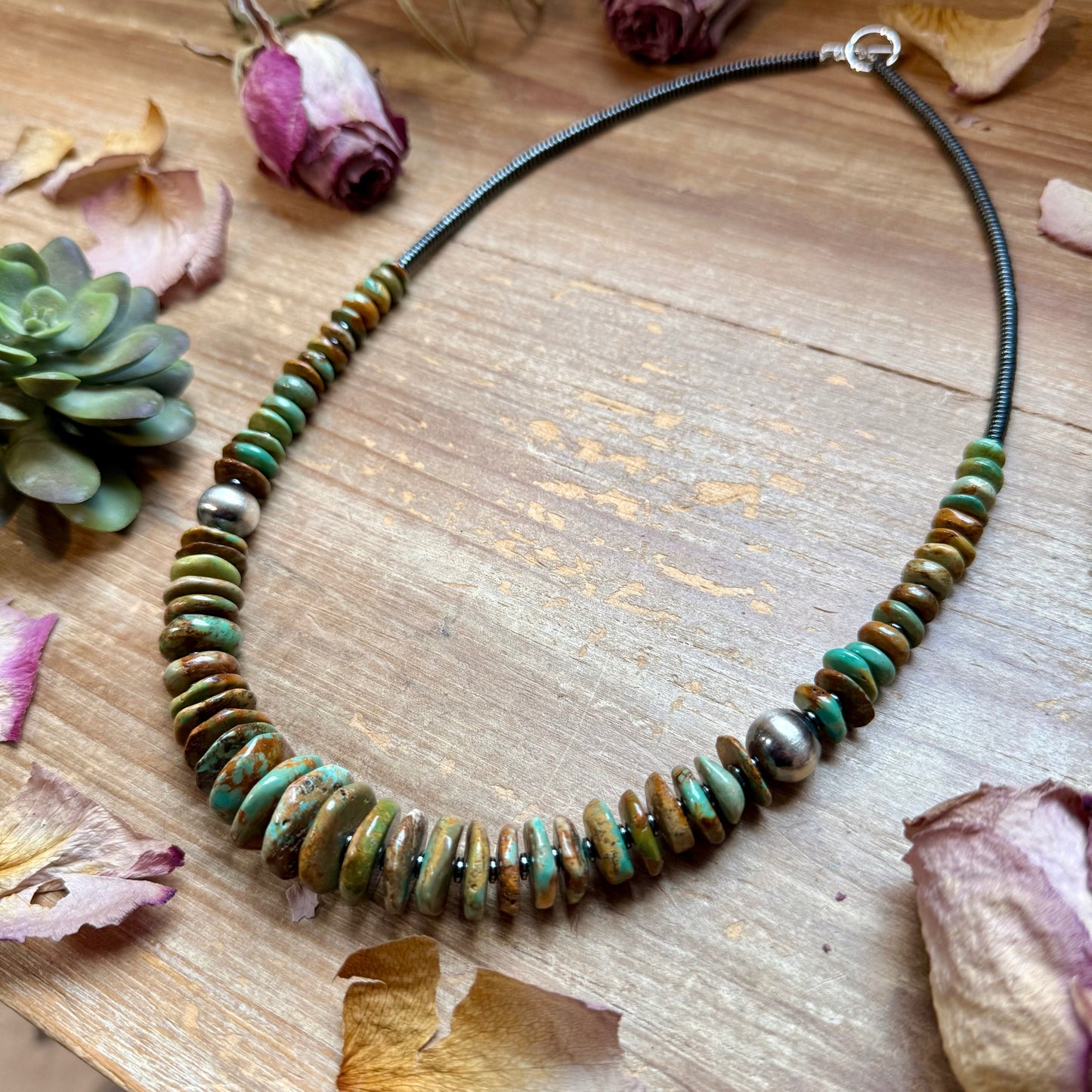 Green Turquoise & Black Hematite Necklace – 23.5” The Bijoux FAB Jewelry