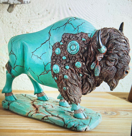 Turquoise Spirit Buffalo Sculpture Cedar Hill Country Market