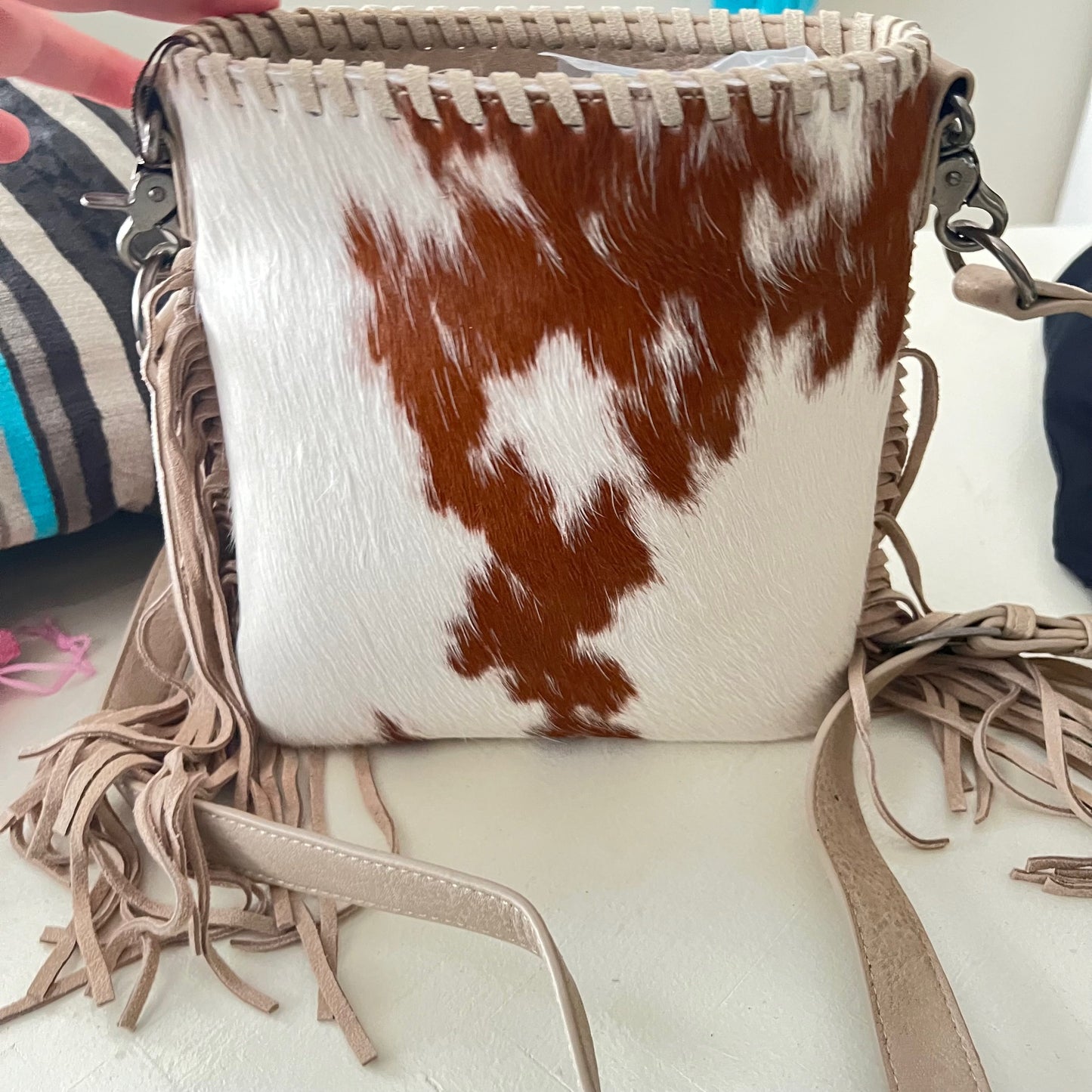 Trinity Ranch Hair-On Cowhide Fringe Concealed Carry Crossbody HandBag Cedar Hill Country Market