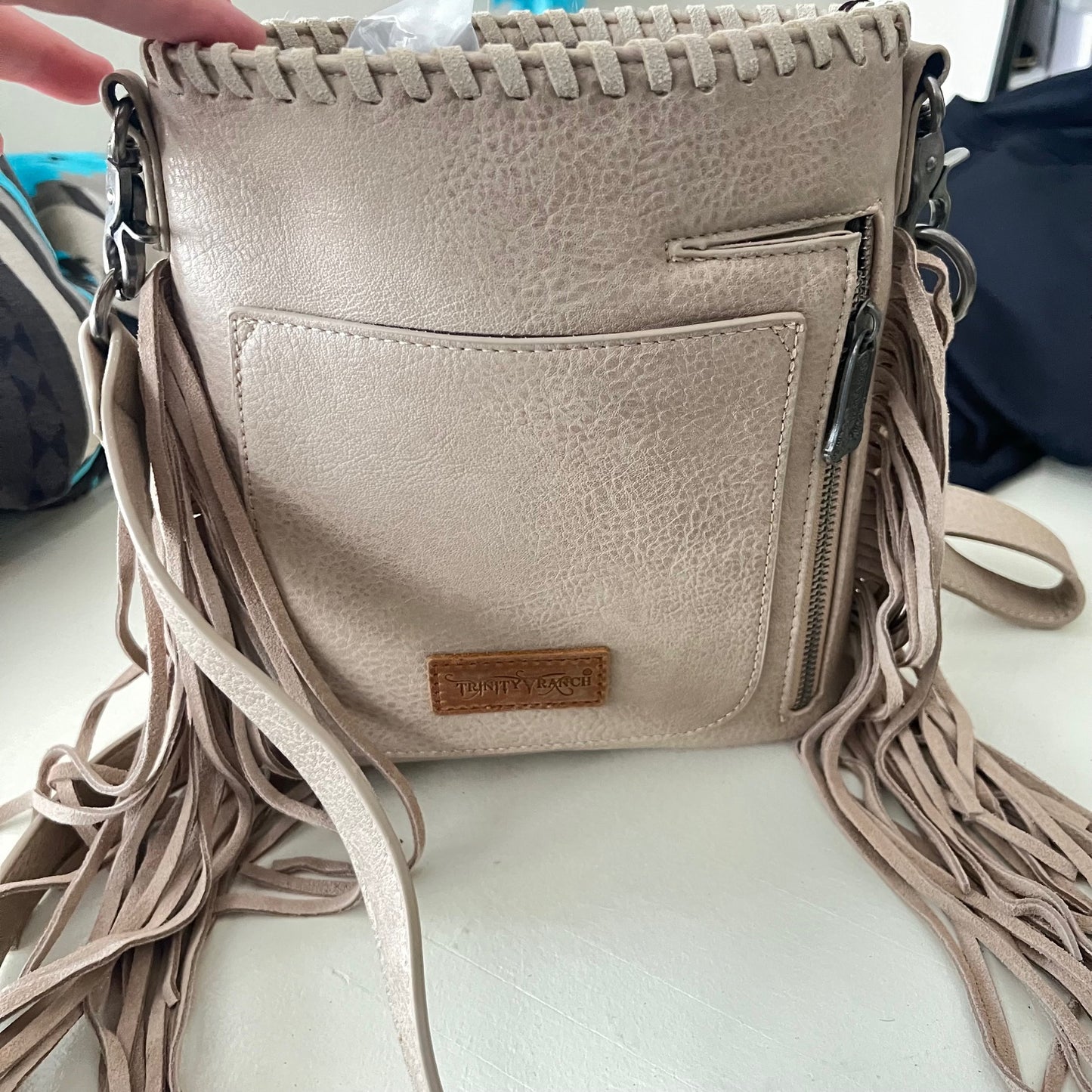 Trinity Ranch Hair-On Cowhide Fringe Concealed Carry Crossbody HandBag Cedar Hill Country Market