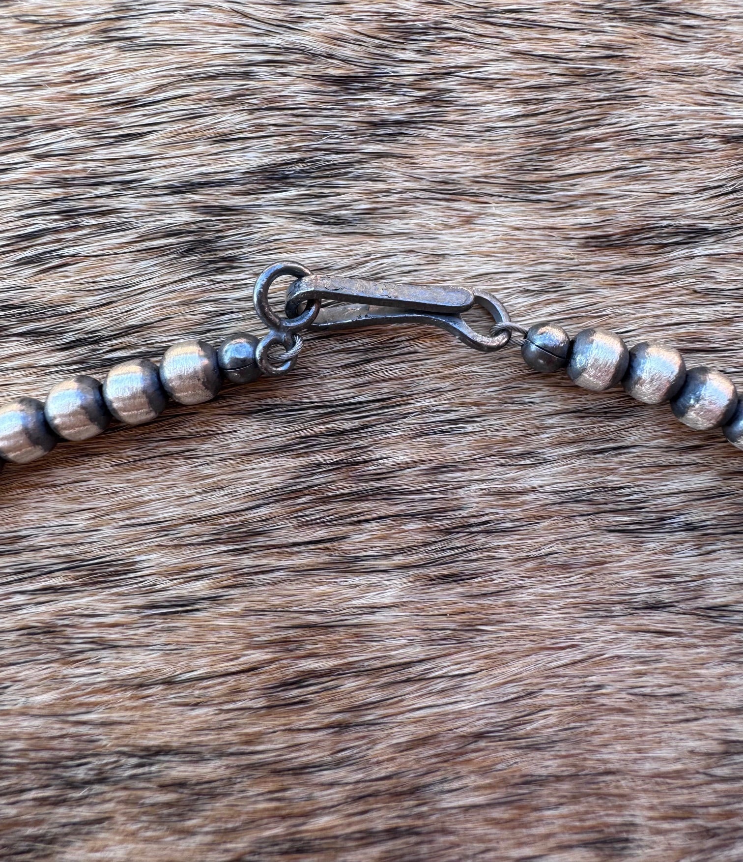 Handcrafted Abalone Oval & Sterling Silver Pearl 4mm Beaded Necklace Nizhoni Traders LLC