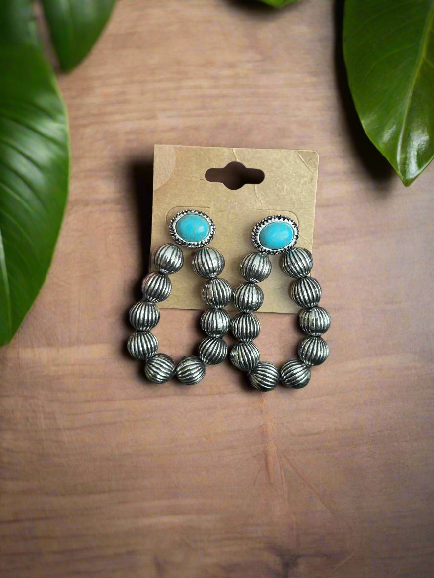 Navajo Turquoise Stud Hoops Cedar Hill Country Market