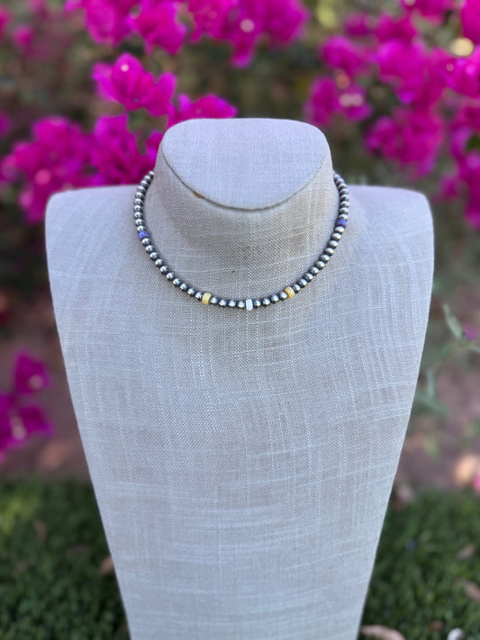 Handcrafted Fire Opal Collection & Sterling Silver Pearl Beaded 5mm Necklace 14" Nizhoni Traders LLC