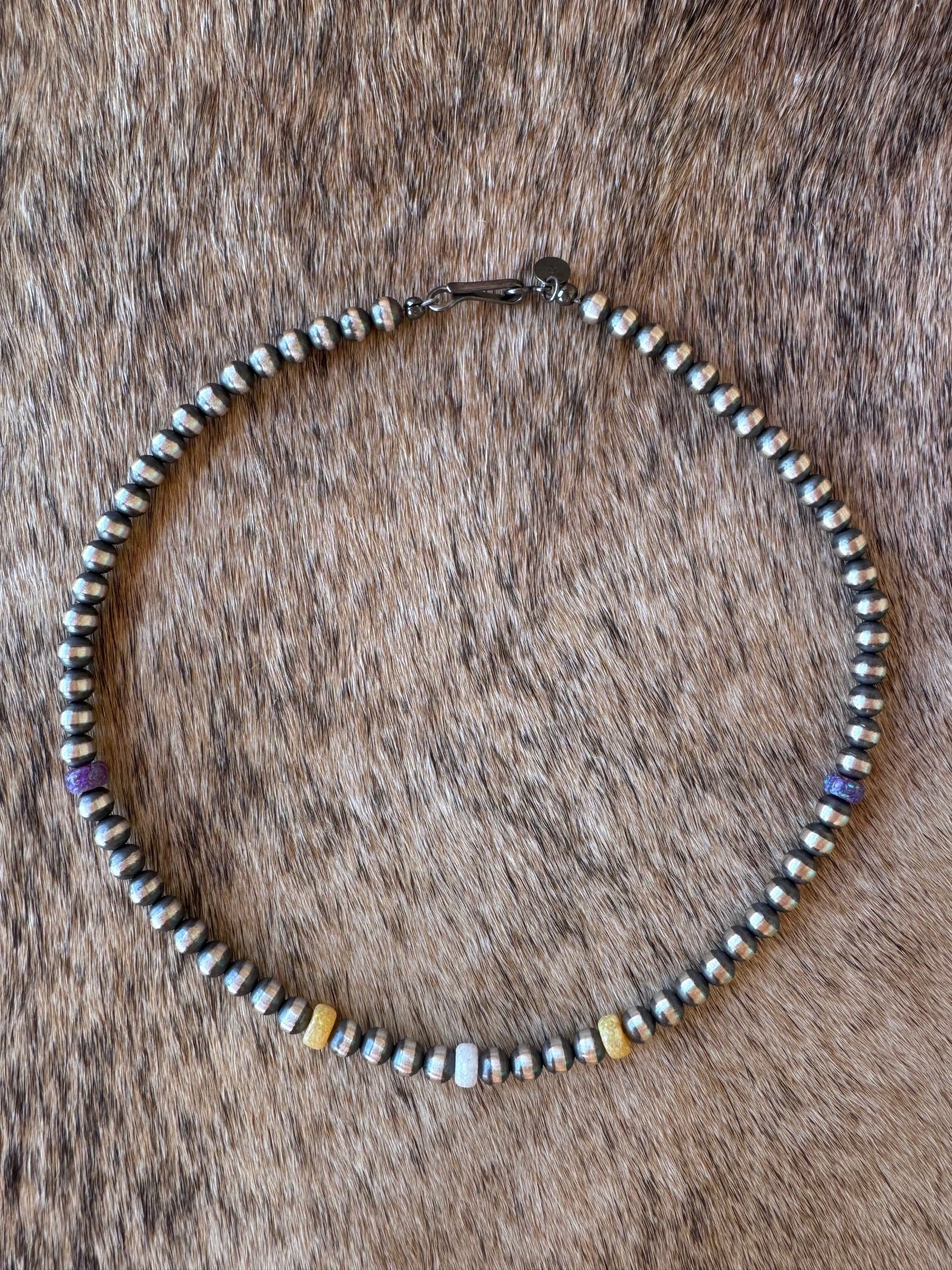 Handcrafted Fire Opal Collection & Sterling Silver Pearl Beaded 5mm Necklace 14" Nizhoni Traders LLC