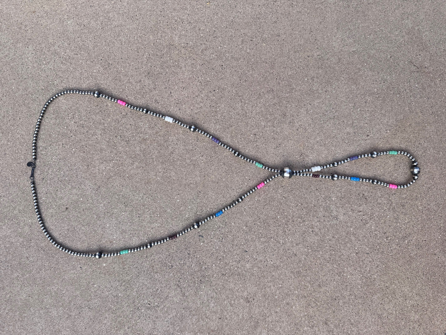 Handcrafted Fire Opal Collection & Sterling Silver Pearl 4-14mm Beaded Jacla Necklace 30" Nizhoni Traders LLC
