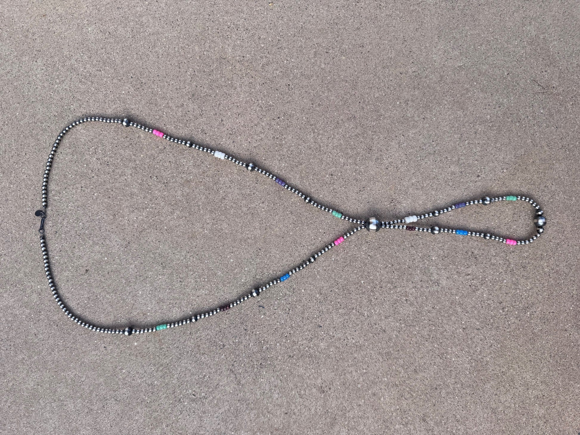 Handcrafted Fire Opal Collection & Sterling Silver Pearl 4-14mm Beaded Jacla Necklace 30" Nizhoni Traders LLC
