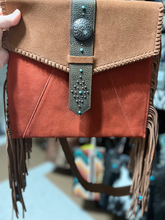 Ladies Crossbody Rusty Suede w/Fringe Red Dirt Co Handbag Cedar Hill Country Market