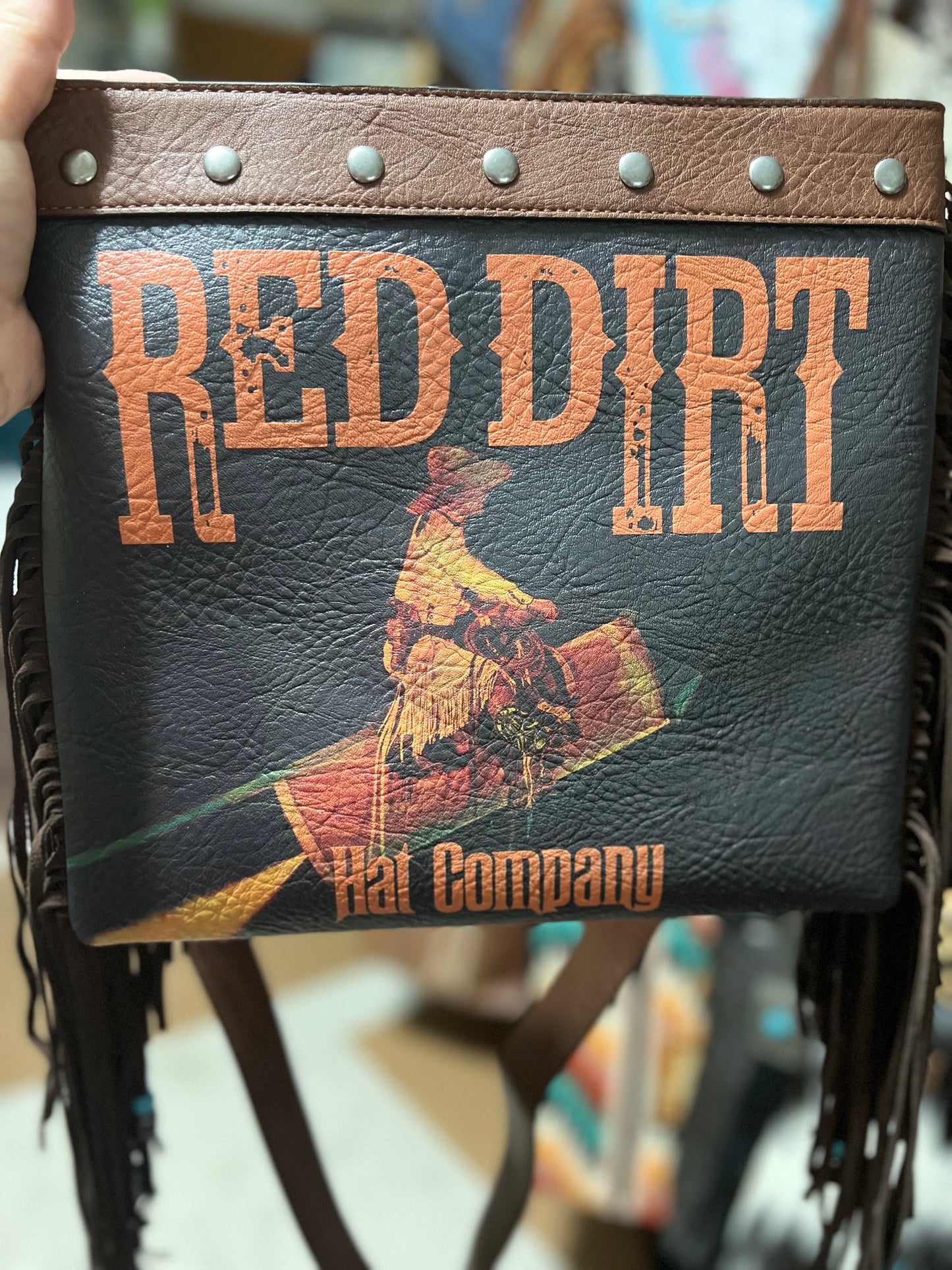 Red Dirt Hat Co Ladies Genuine Leather Rocket Cowgirl W/Fringe Leather Concealed Carry Crossbody Cedar Hill Country Market