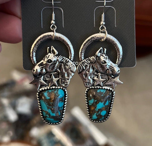 Turquoise Horse Hook style earrings Cedar Hill Country Market