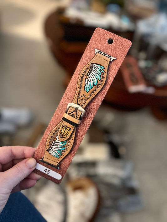 Western Leather Hand Tooled Apple Watch Bands Cedar Hill Country Market