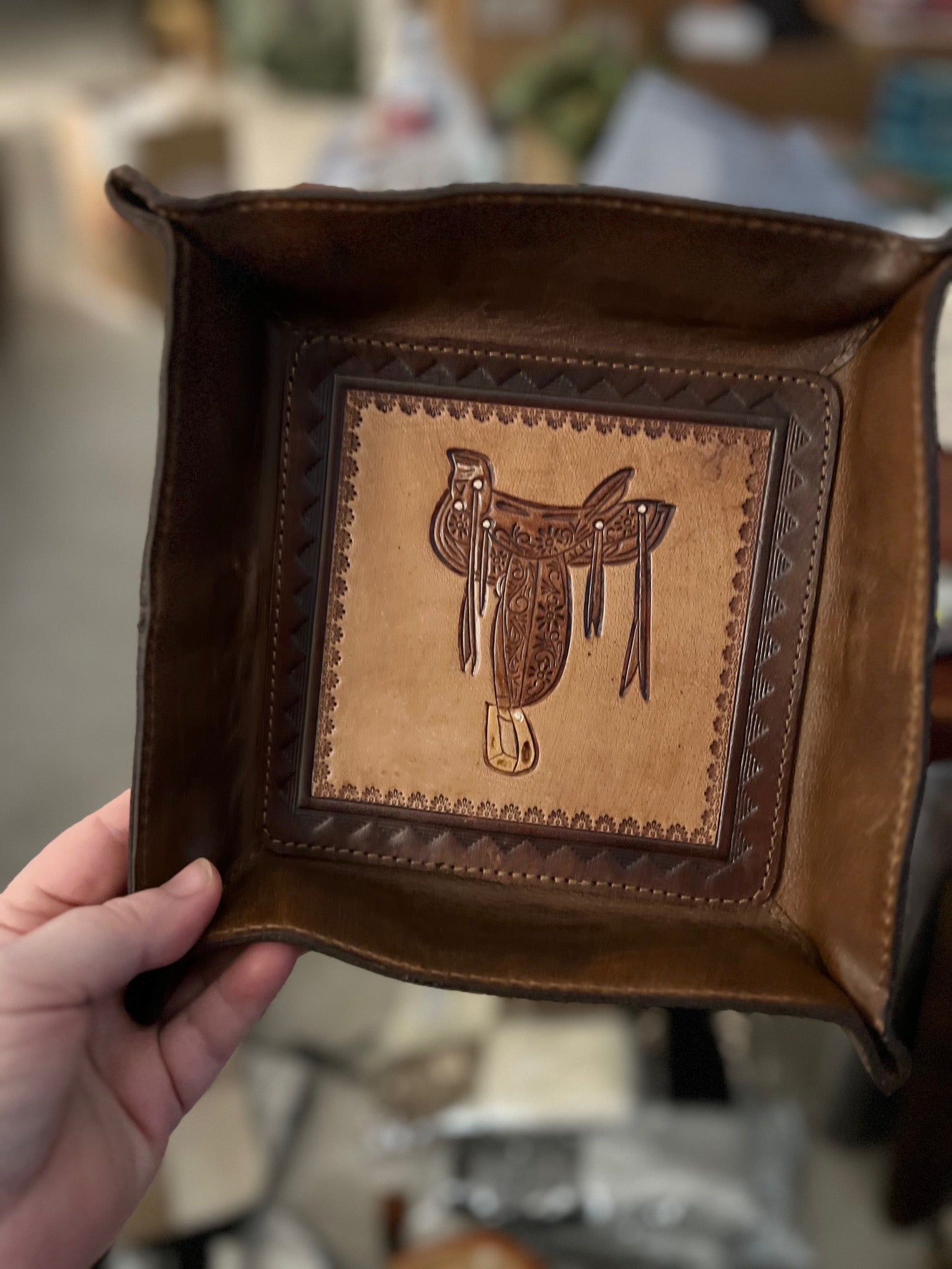 Western Southwest Square Leather Trays Cedar Hill Country Market