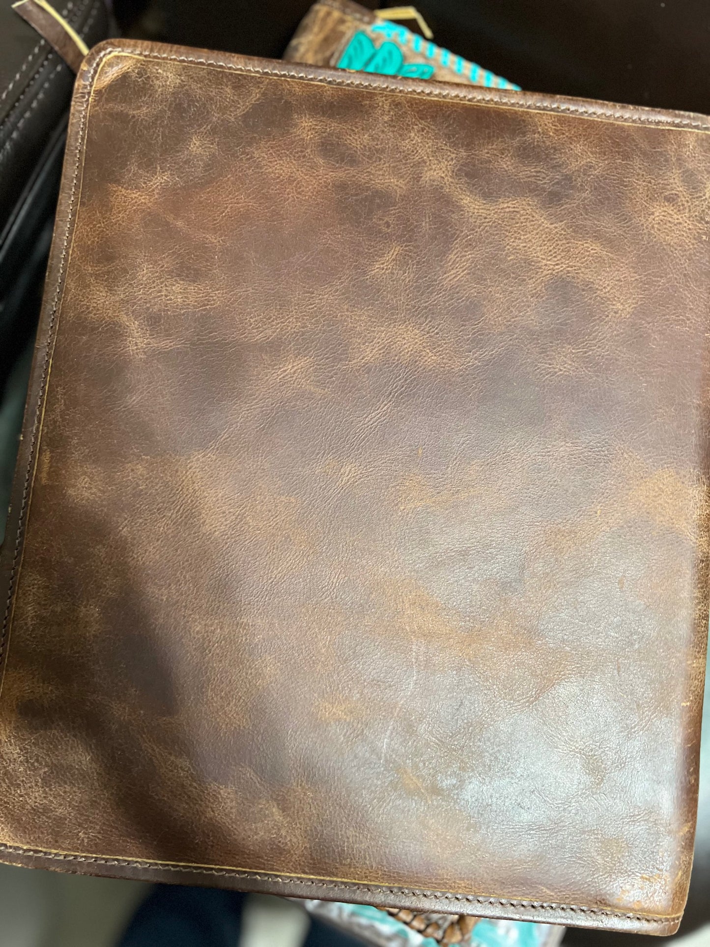 Leather Hand Tooled Western Portfolio with Zipper Close Cedar Hill Country Market