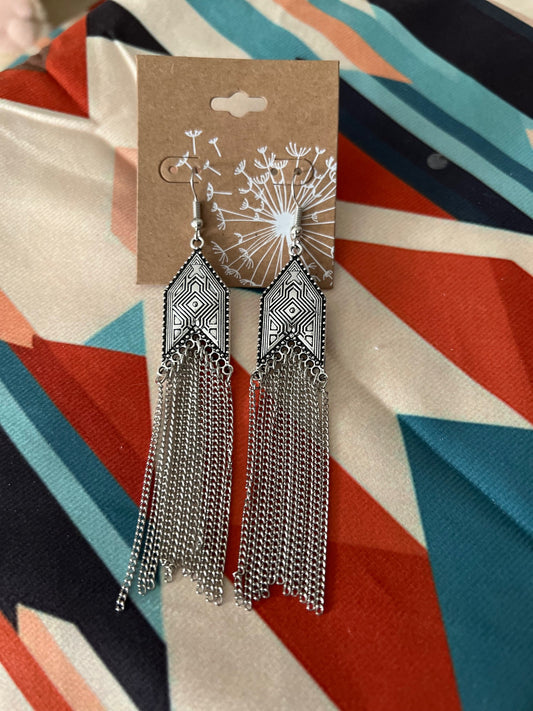 Native Style Western Dangle Chain Earrings Cedar Hill Country Market