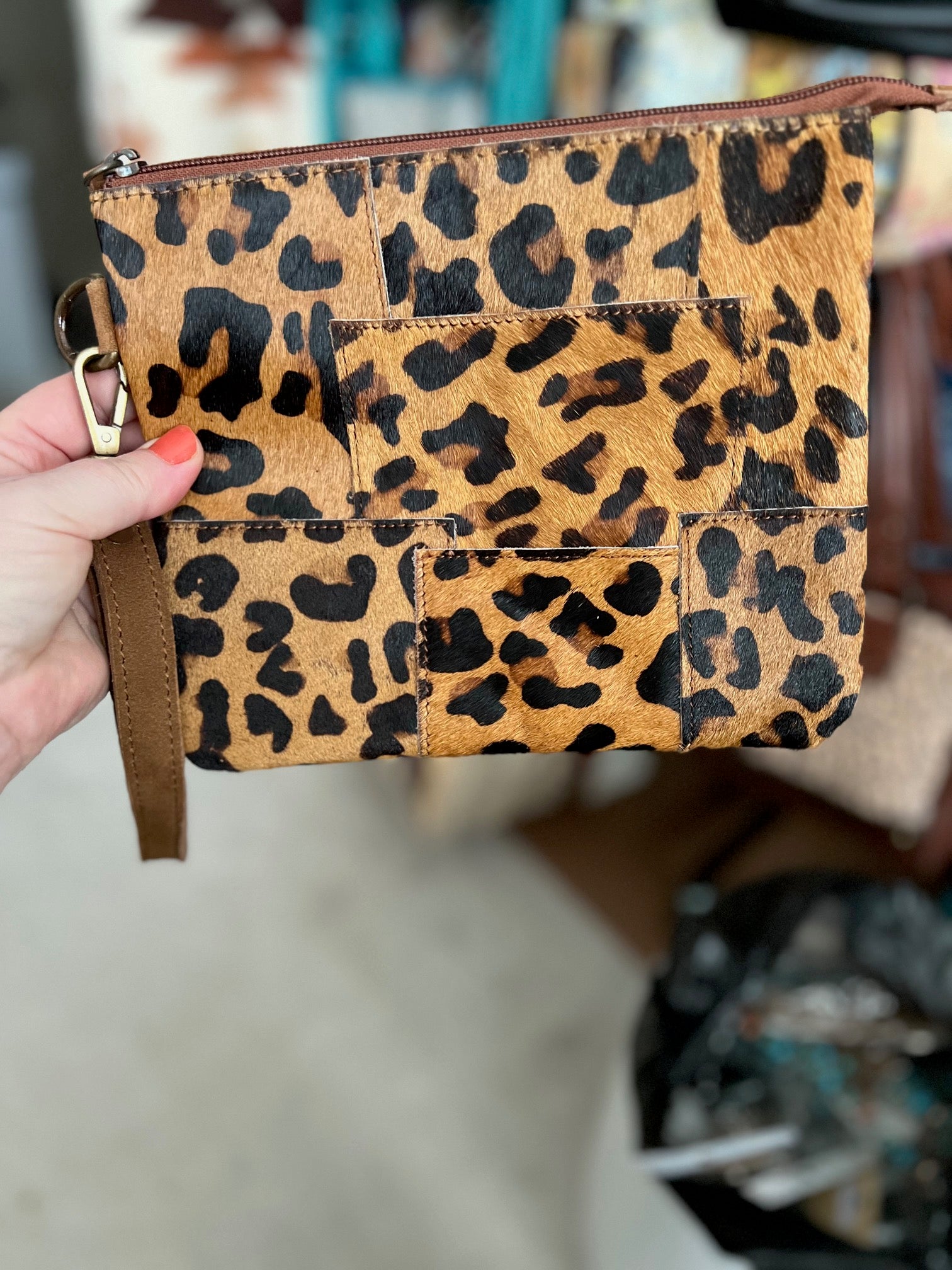 Cowhide Zip Wristlets Handbag Cedar Hill Country Market