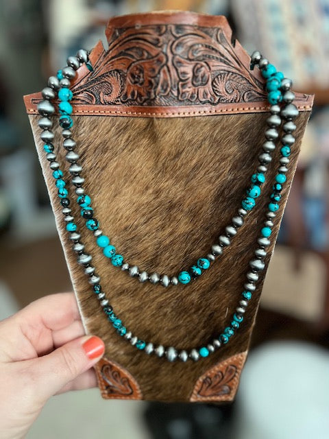 Double Layer Navajos & Turquoise Necklace Cedar Hill Country Market