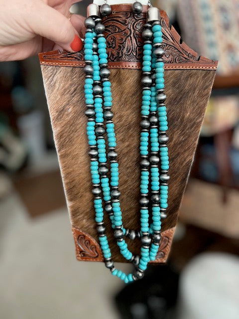 Navajo Three Strand Necklace Set with Earrings Cedar Hill Country Market