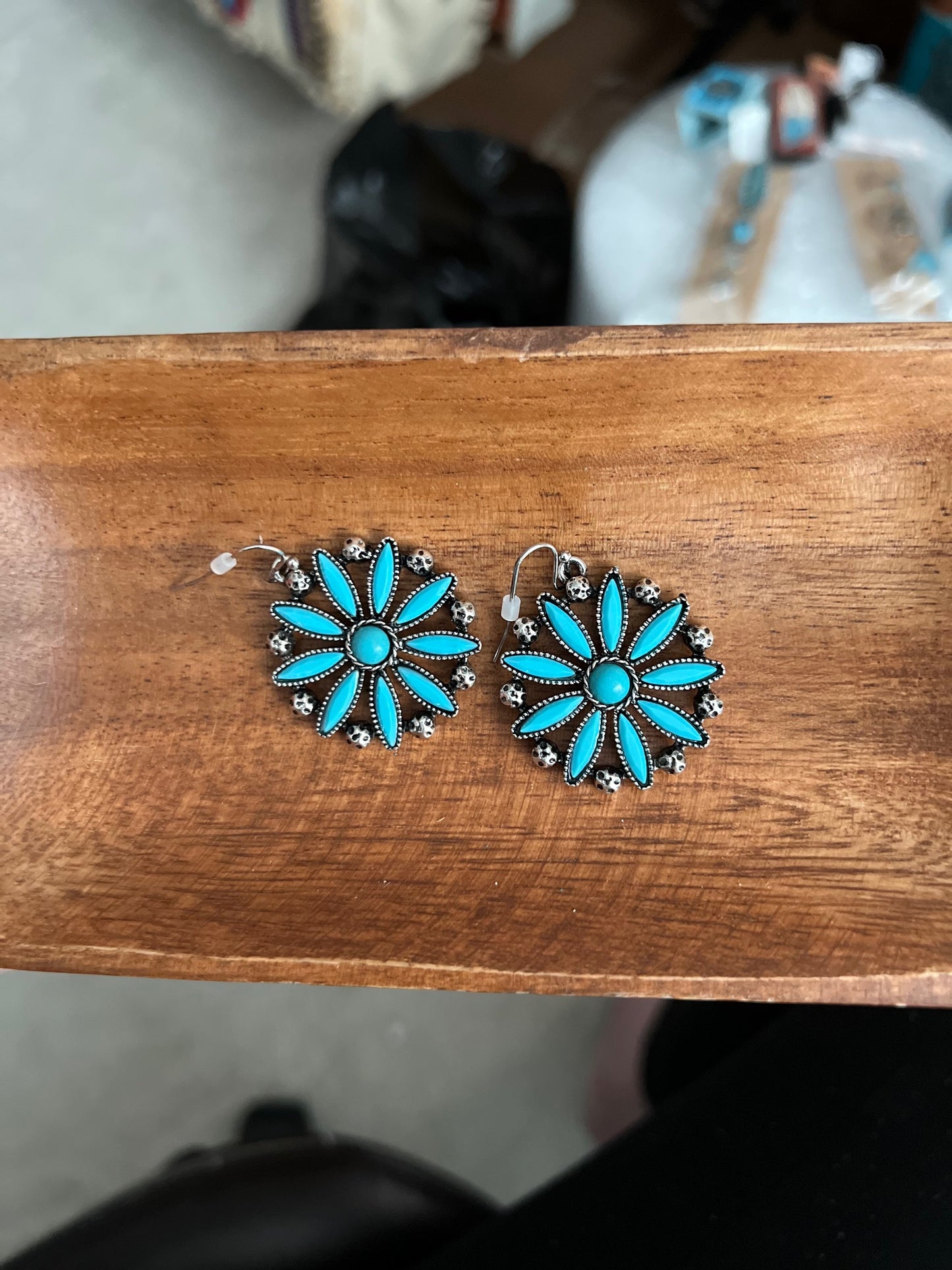 Turquoise Daisy Earrings Cedar Hill Country Market