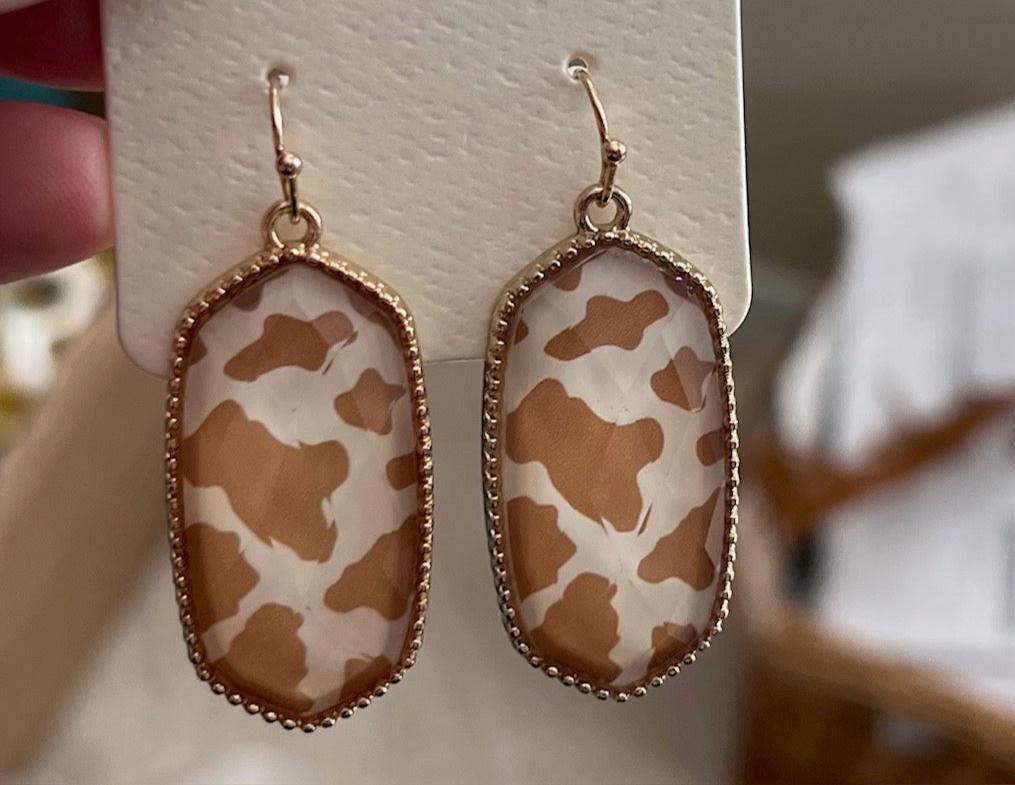 Cowprint Dangle Earrings Cedar Hill Country Market