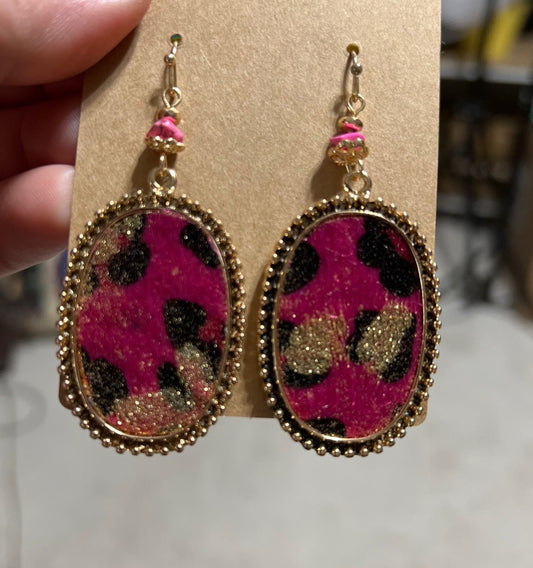 Pink Leopard Western Cowgirl Earrings Cedar Hill Country Market