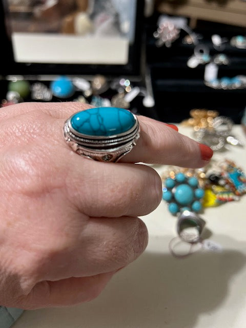 Assorted turquoise size 7 western style rings Cedar Hill Country Market