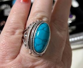 Assorted turquoise size 8 western style rings Cedar Hill Country Market