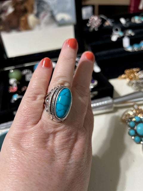 Assorted turquoise size 7 western style rings Cedar Hill Country Market