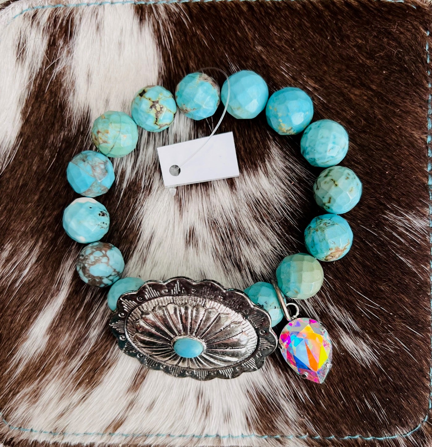 Sandra Ling Turquoise Concho Stretch Bracelet Cedar Hill Country Market