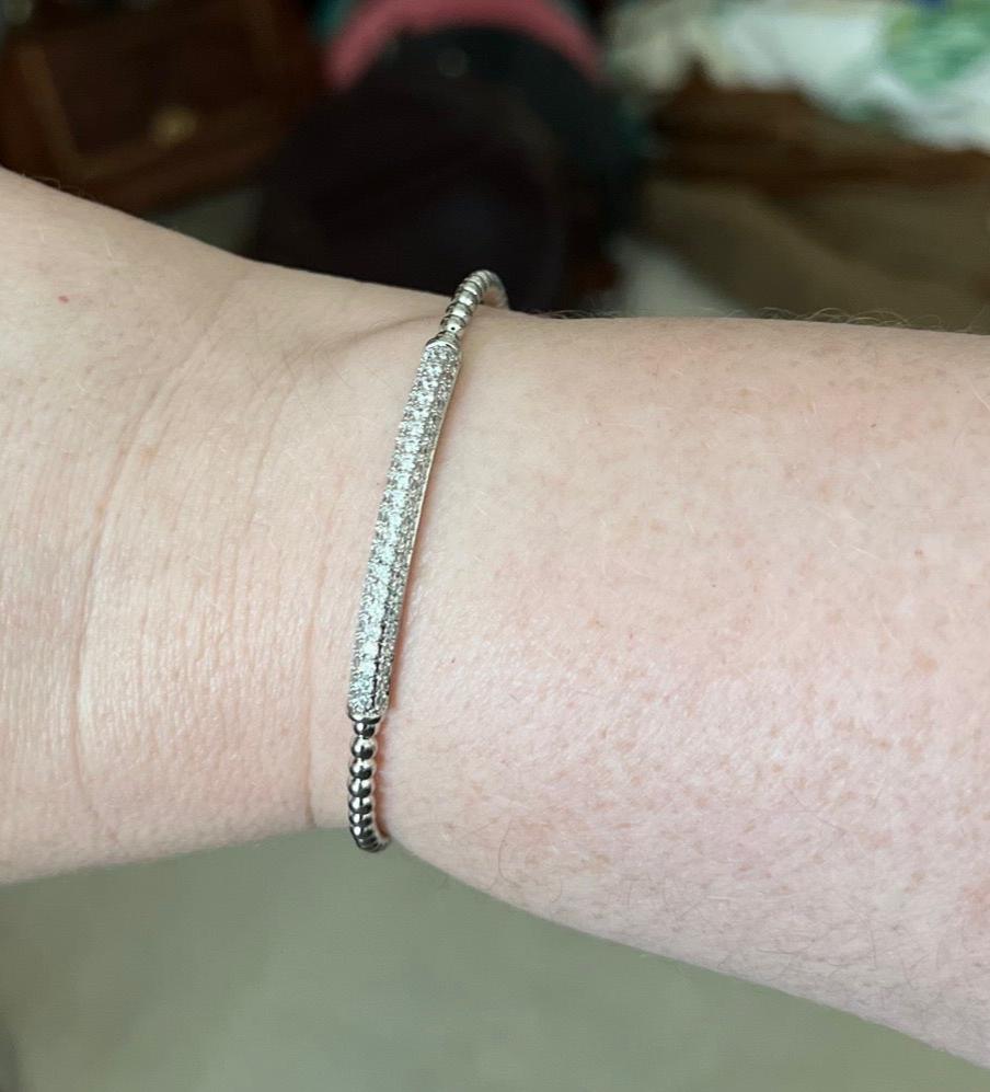 Silver Crystal & Rope Thin Cuff Bracelet Cedar Hill Country Market