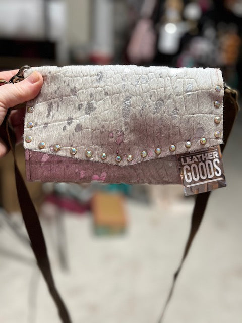 Keep it Gypsy - Silver Acid Wash Trifold Genuine Leather Wristlet Handbag Cedar Hill Country Market