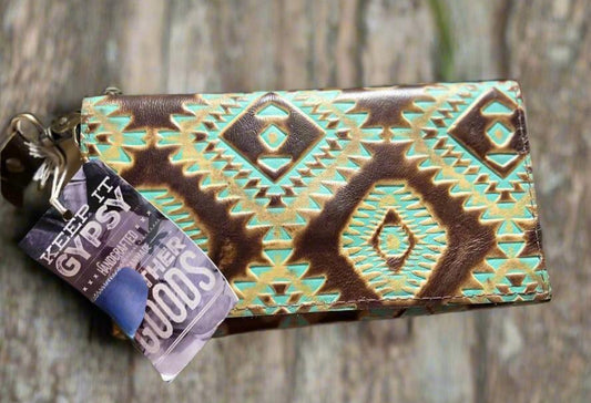 Keep it Gypsy - Turquoise Aztec Trifold Wristlet Cedar Hill Country Market