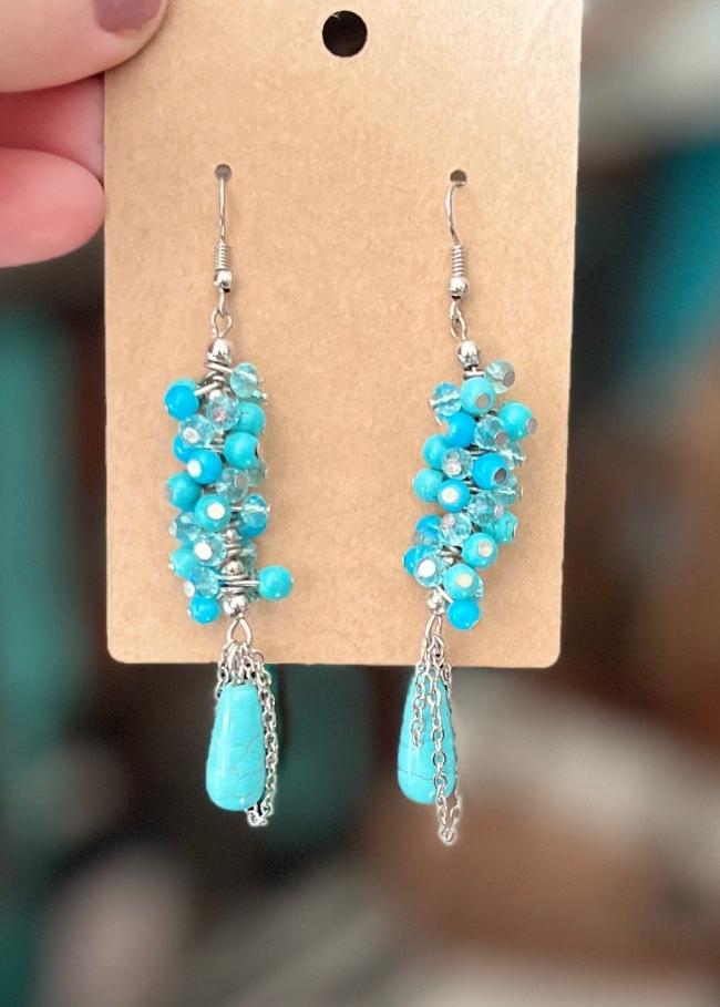 Turquoise Cluster Earrings Cedar Hill Country Market