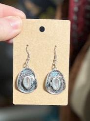 Silver Cowboy Hat Dangle Earrings Cedar Hill Country Market