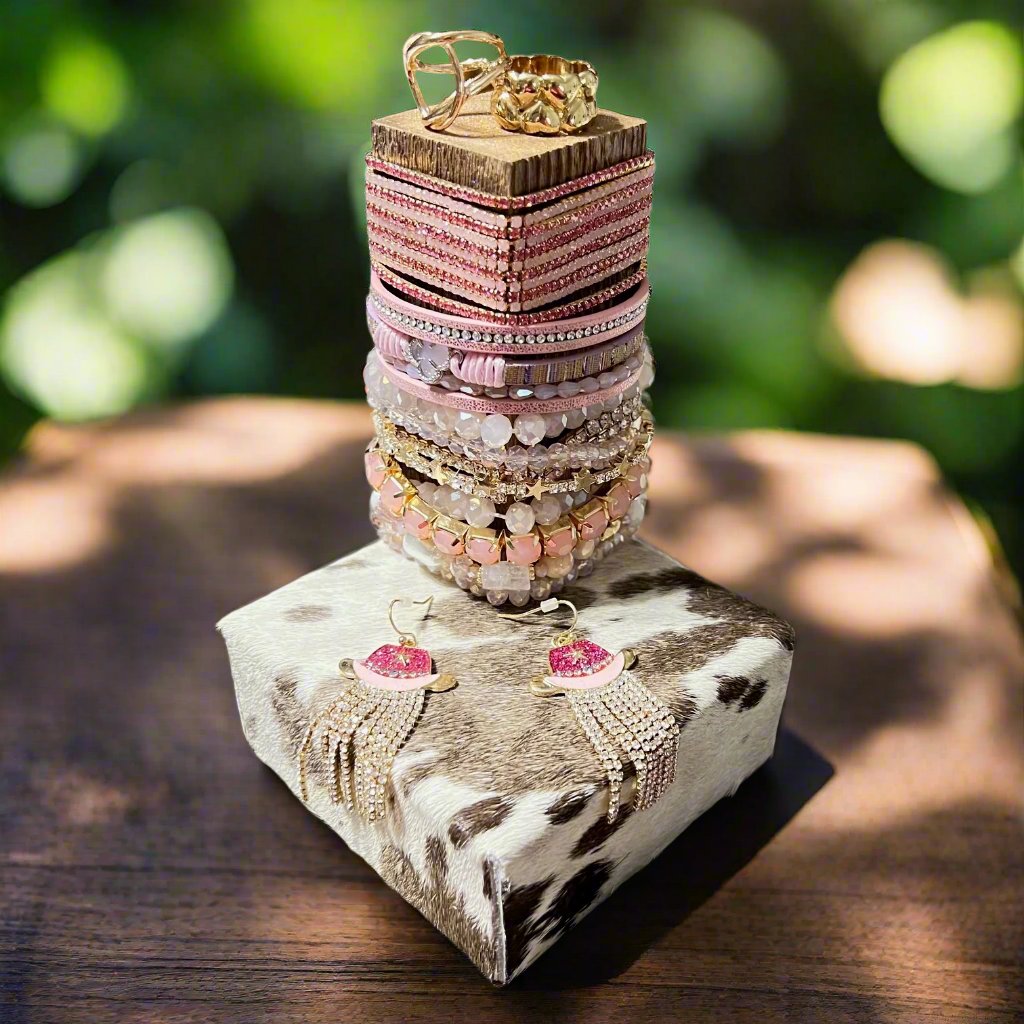 Muted PInk Short Stack of Western Bracelets 13 Pieces Cedar Hill Country Market