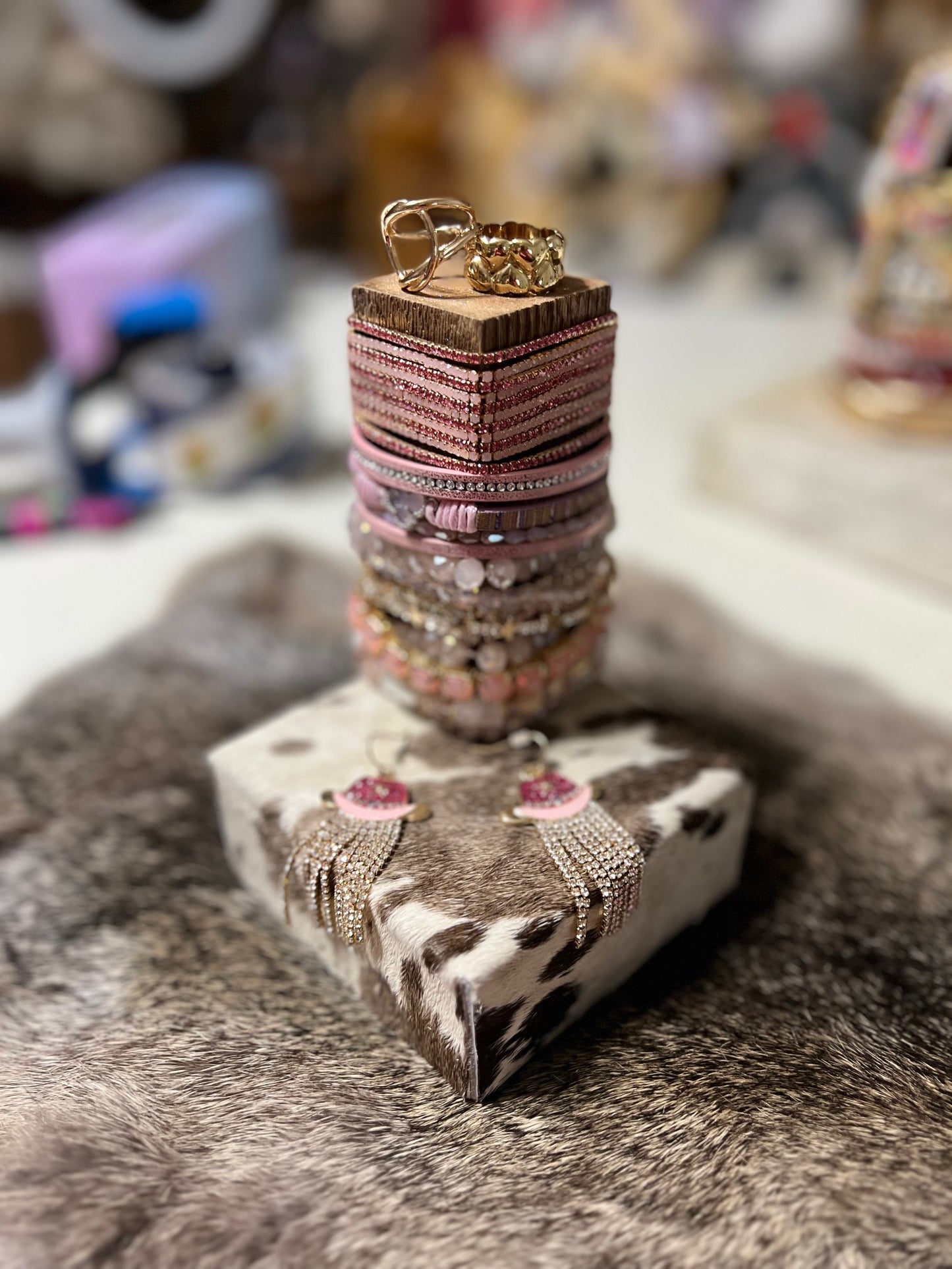 Muted PInk Short Stack of Western Bracelets 13 Pieces Cedar Hill Country Market