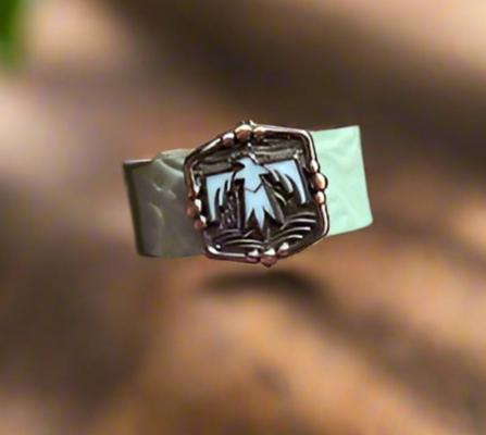 Sandra Ling Thunderbird Mint Leather Embossed Snap Closure Bracelet Cedar Hill Country Market