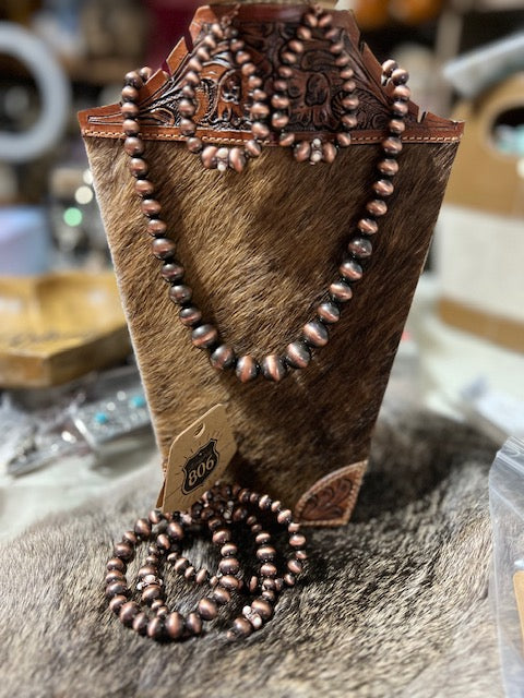 Copper Navajo Pearl Necklace Set with Bracelets Cedar Hill Country Market