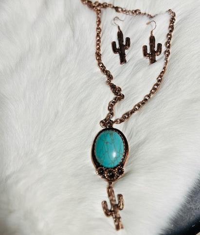 Cactus and Concho Turquoise Necklace Set Cedar Hill Country Market