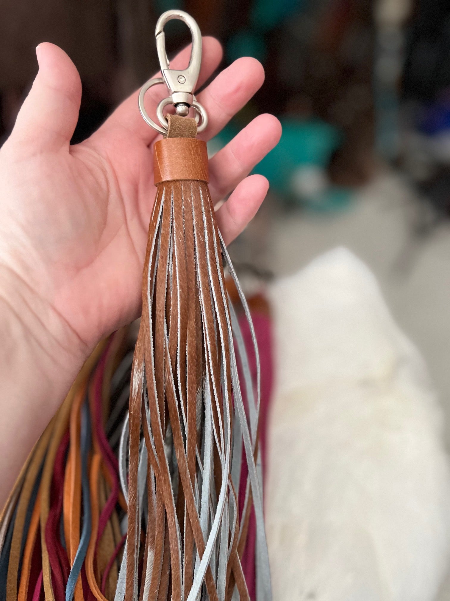 Genuine Leather Tassel Style KeyChains - Multi Cedar Hill Country Market