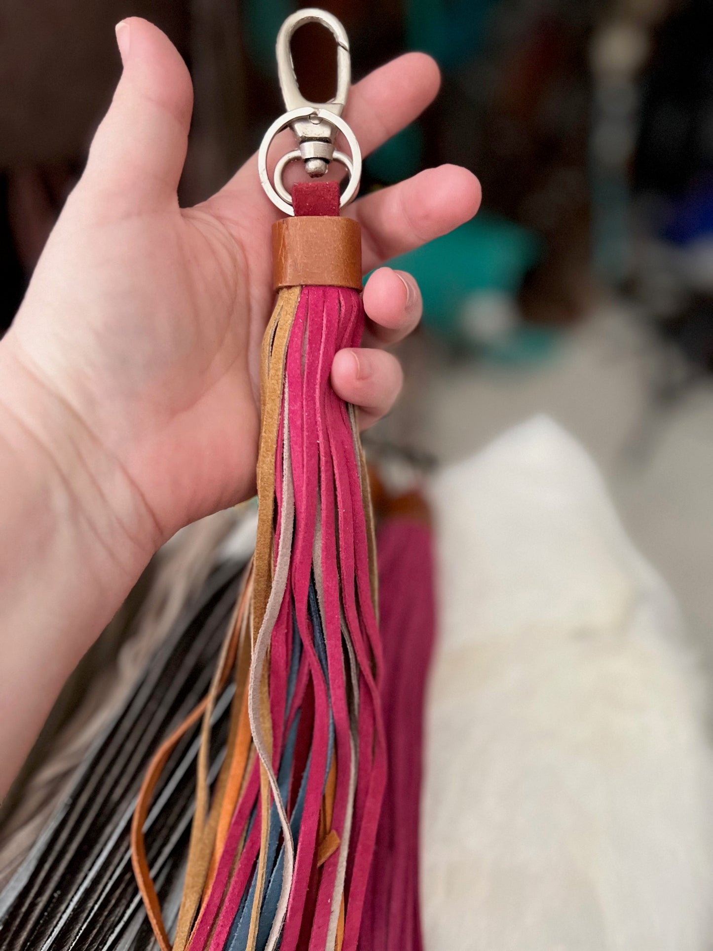 Genuine Leather Tassel Style KeyChains - Multi Cedar Hill Country Market