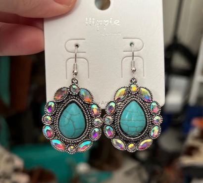 AB Concho Turquoise Earrings on Hooks Cedar Hill Country Market