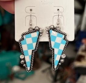 Western Turquoise Bolt Dangle Earrings Cedar Hill Country Market