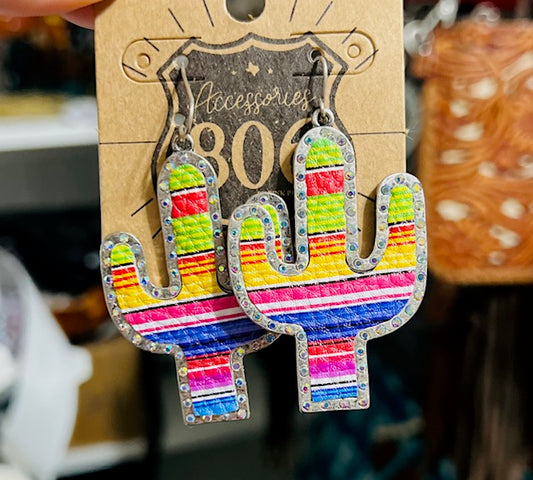 Serape Cactus Earrings by 806 Cedar Hill Country Market