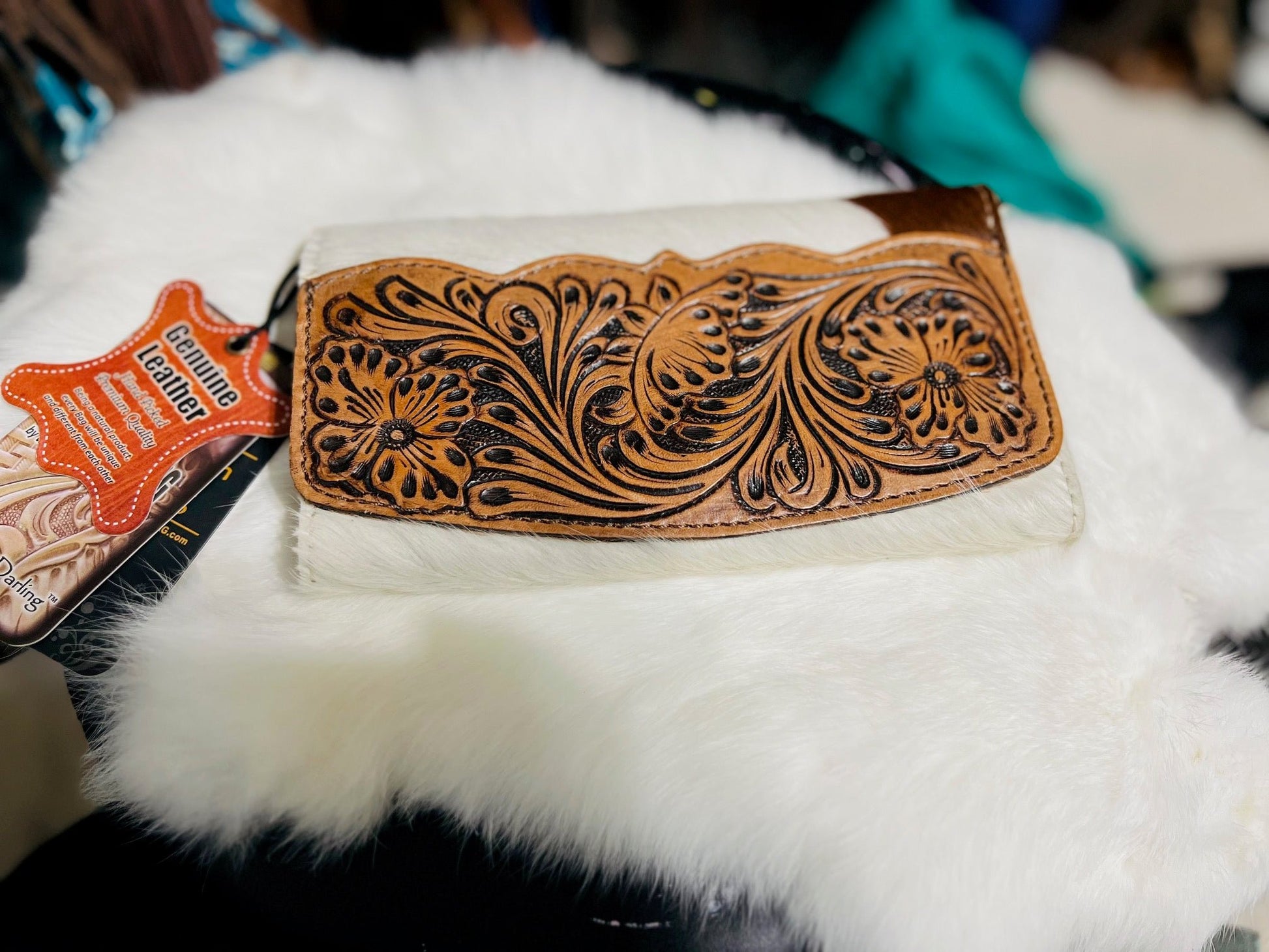 Wallet Hair-On Genuine Western Leather Women Handbag Wallet Cedar Hill Country Market