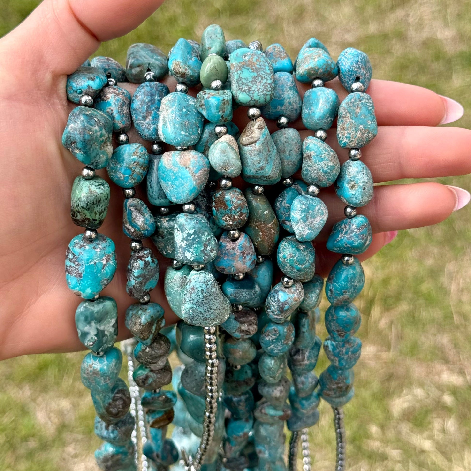Blue Turquoise Nugget Necklace – Sterling Silver – 24” The Bijoux FAB Jewelry