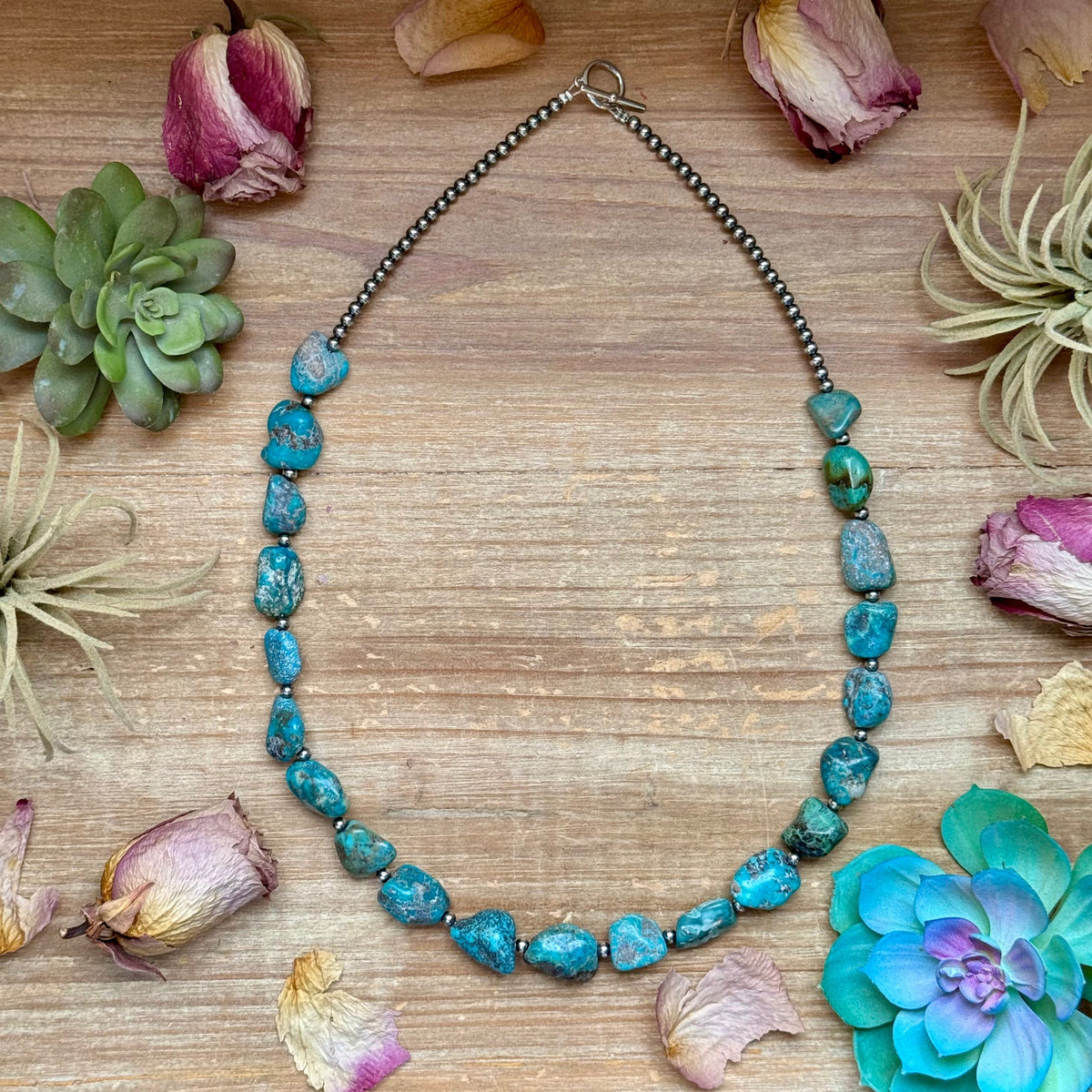 Blue Turquoise Nugget Necklace – Sterling Silver – 24” The Bijoux FAB Jewelry