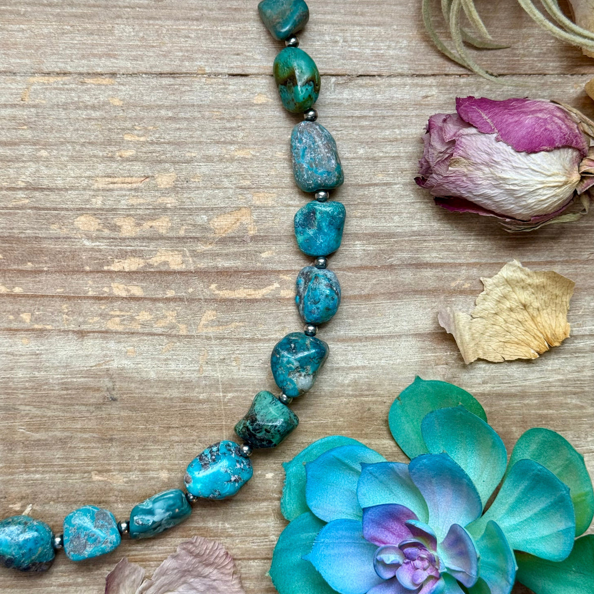 Blue Turquoise Nugget Necklace – Sterling Silver – 24” The Bijoux FAB Jewelry