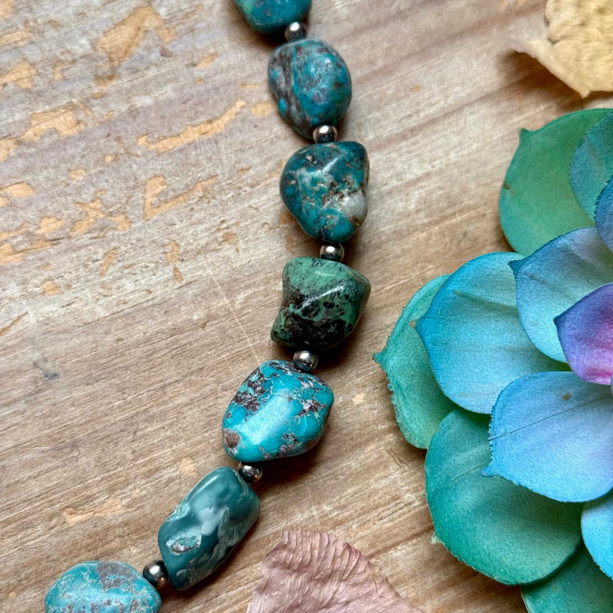Blue Turquoise Nugget Necklace – Sterling Silver – 24” The Bijoux FAB Jewelry