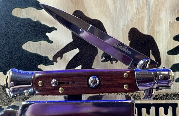 1002 - God Father Heritage Quick Deploy Stiletto with Red Wood Handles Cedar Hill Country Market