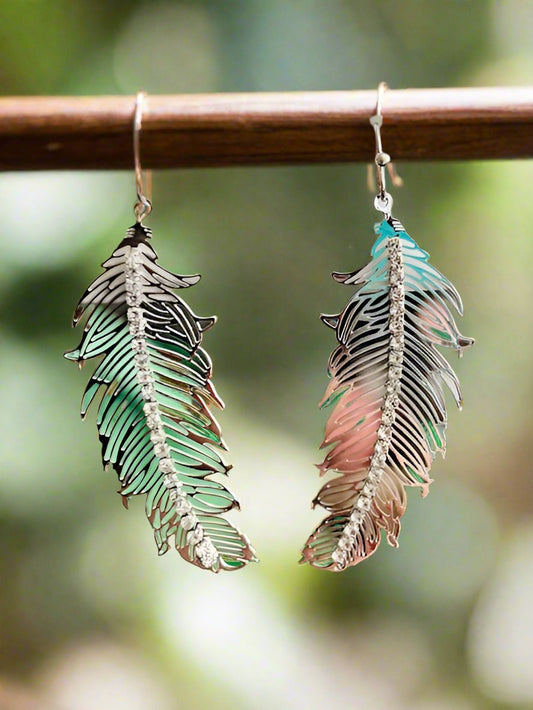 Metal Feather Dangle Earrings Cedar Hill Country Market