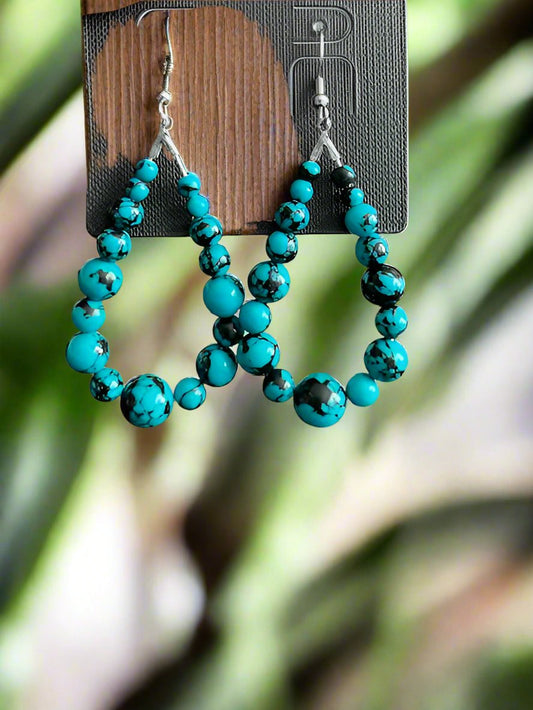 Turquoise Beaded Teardrop Dangle Earrings Cedar Hill Country Market